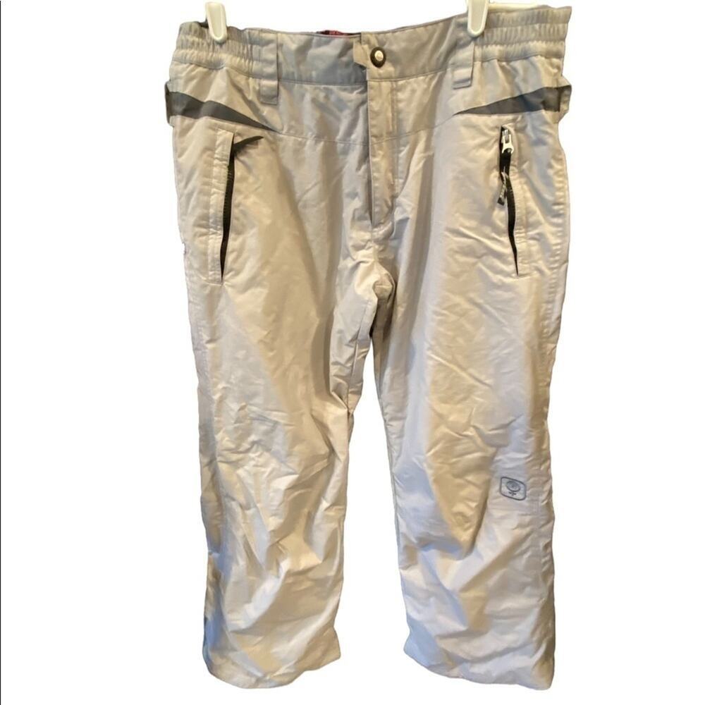 Betty Rides Elements Grey Off White Ski Snowboard Pants Women's Size Large - Picture 3 of 12